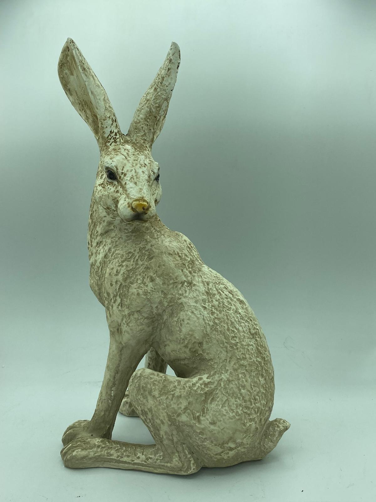 Large Mottled White March Hares Ornament Set