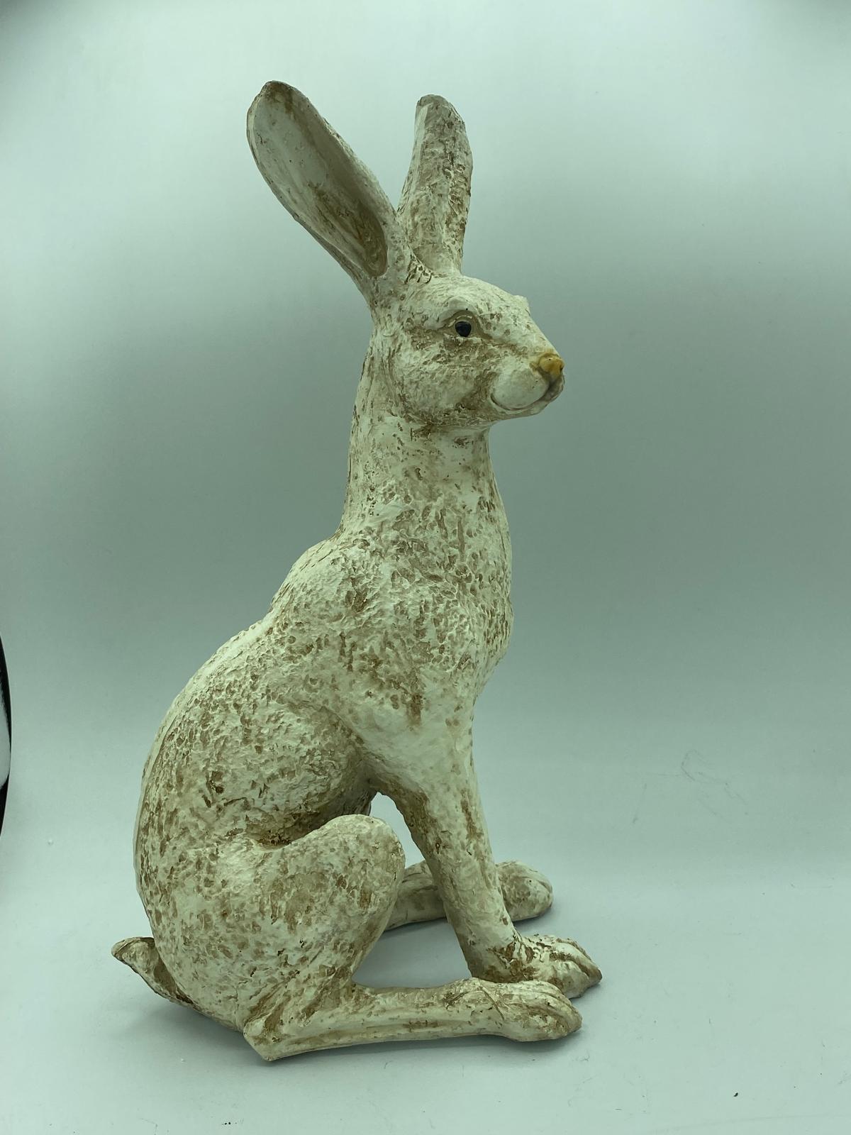 Large Mottled White March Hares Ornament Set